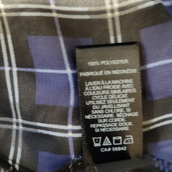 Express Portofino womens SZ Sm. Semi Sheer Button Down blouse blue plaid Office - Picture 7 of 10